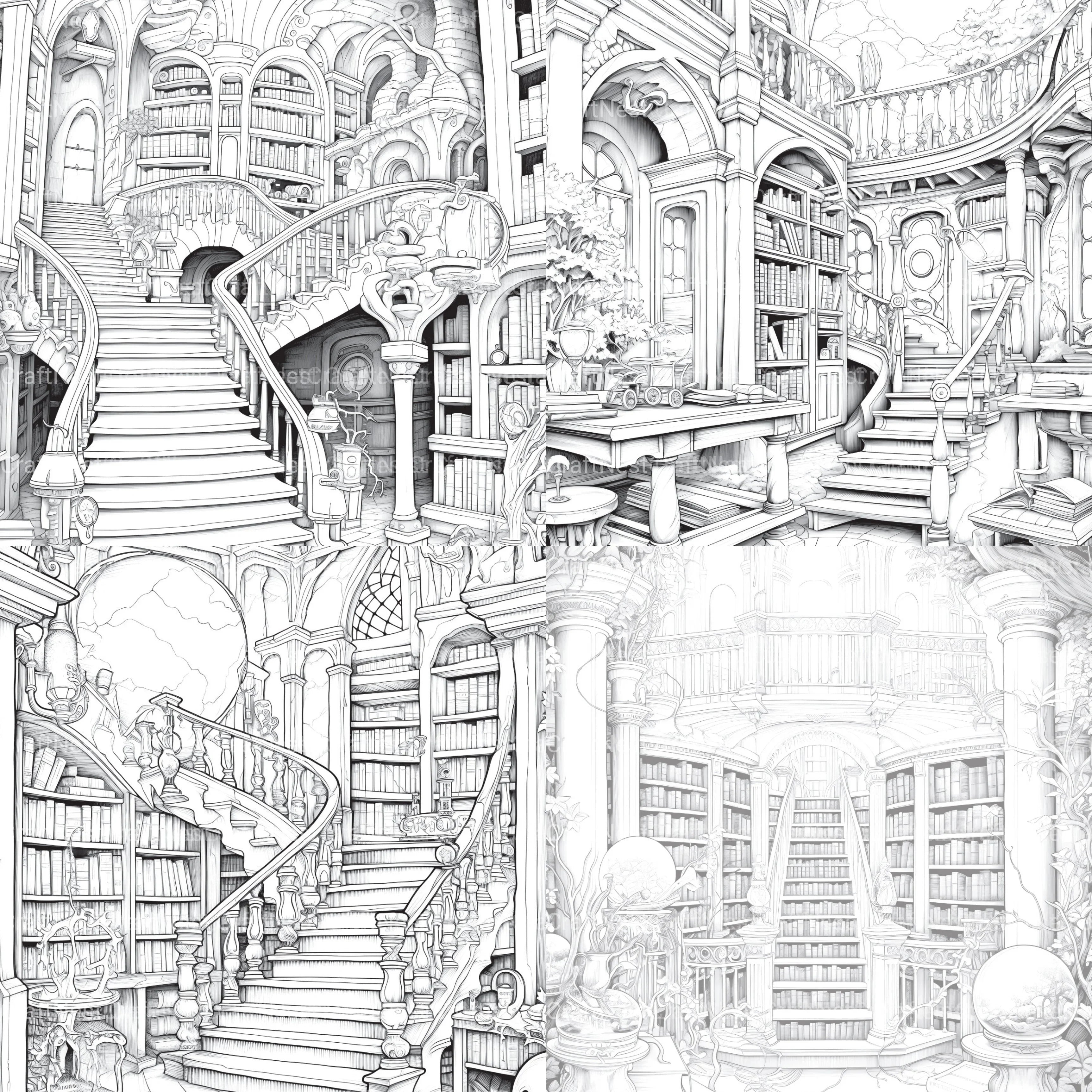Enchanted Library Coloring Book - CraftNest - Digital Crafting and Art