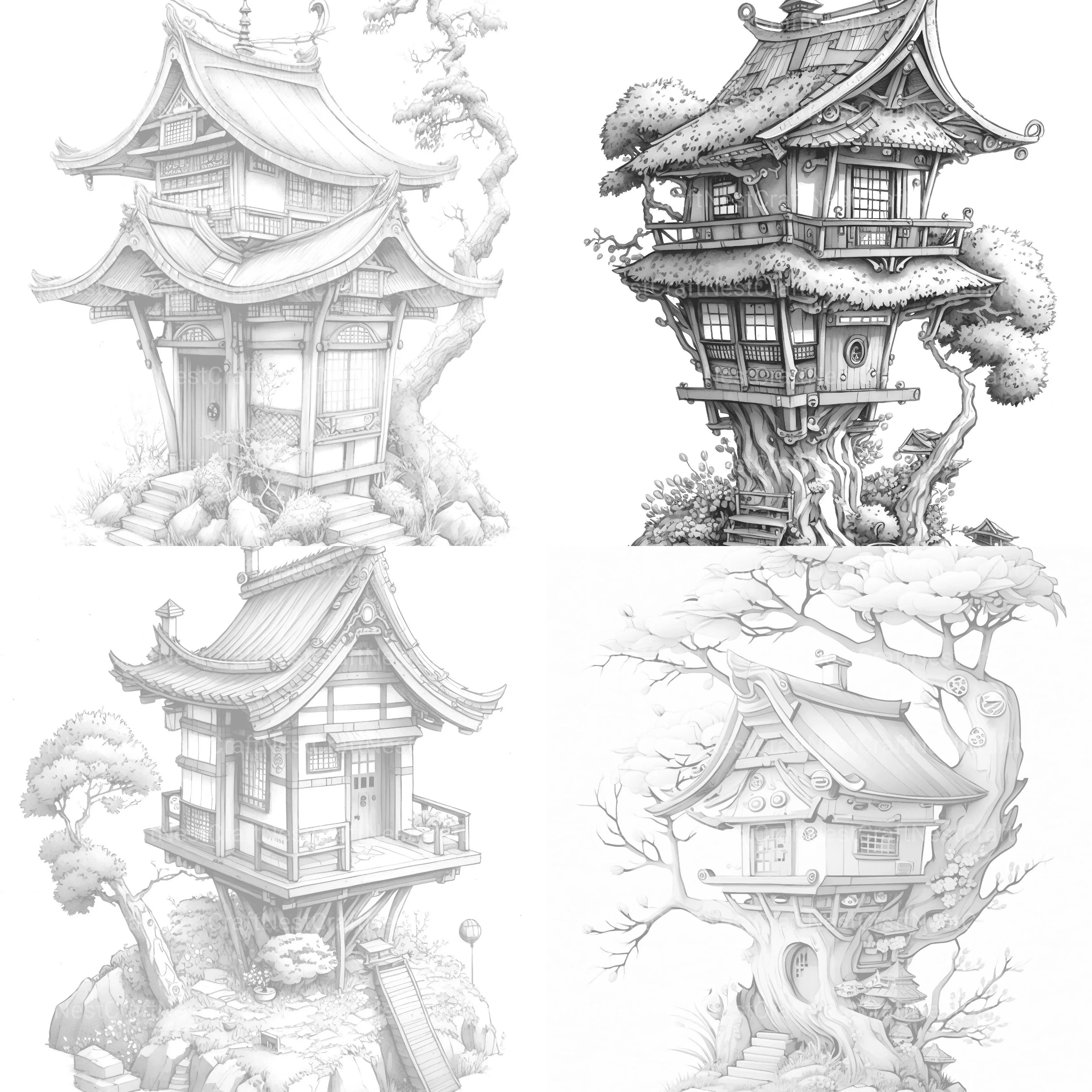 Japanese Tiny House Coloring Book - CraftNest - Digital Crafting and Art