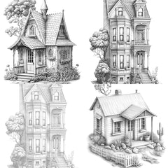 Mixed Style Tiny House Coloring Book - CraftNest - Digital Crafting and Art