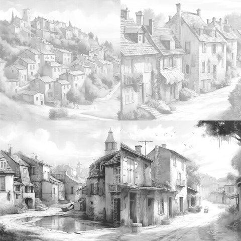French Village Coloring Book - CraftNest - Digital Crafting and Art