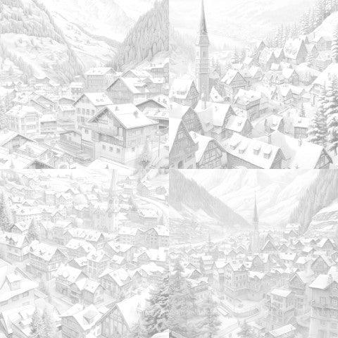 Winter Villages Coloring Book - CraftNest - Digital Crafting and Art