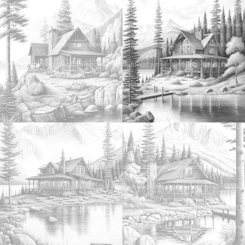 Cabins Coloring Book - CraftNest - Digital Crafting and Art