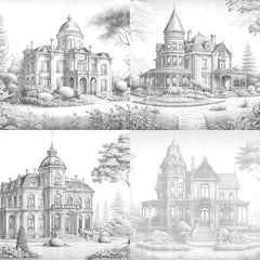 Luxury Villas Landscape Coloring Book - CraftNest - Digital Crafting and Art