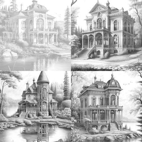 Lake Houses Coloring Book - CraftNest - Digital Crafting and Art
