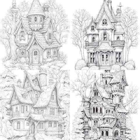 Winter Houses Coloring Book - CraftNest - Digital Crafting and Art