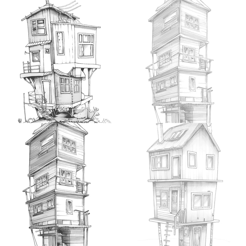 Contemporary Tiny House Coloring Book - CraftNest - Digital Crafting and Art