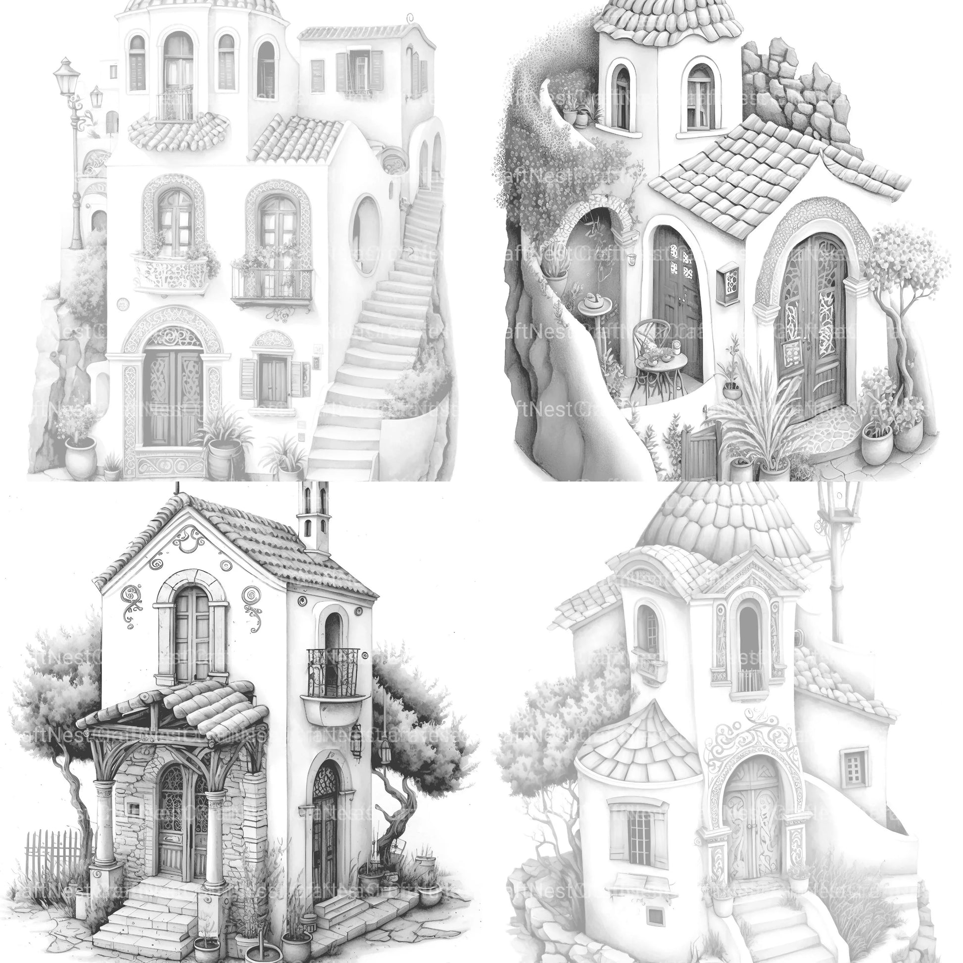 Greek Tiny House Coloring Book - CraftNest - Digital Crafting and Art