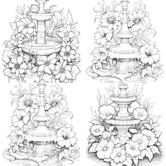 Blooming Fountain Coloring Book - CraftNest - Digital Crafting and Art