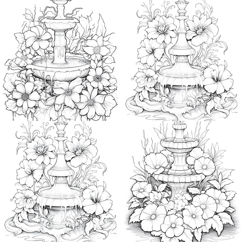 Blooming Fountain Coloring Book - CraftNest - Digital Crafting and Art