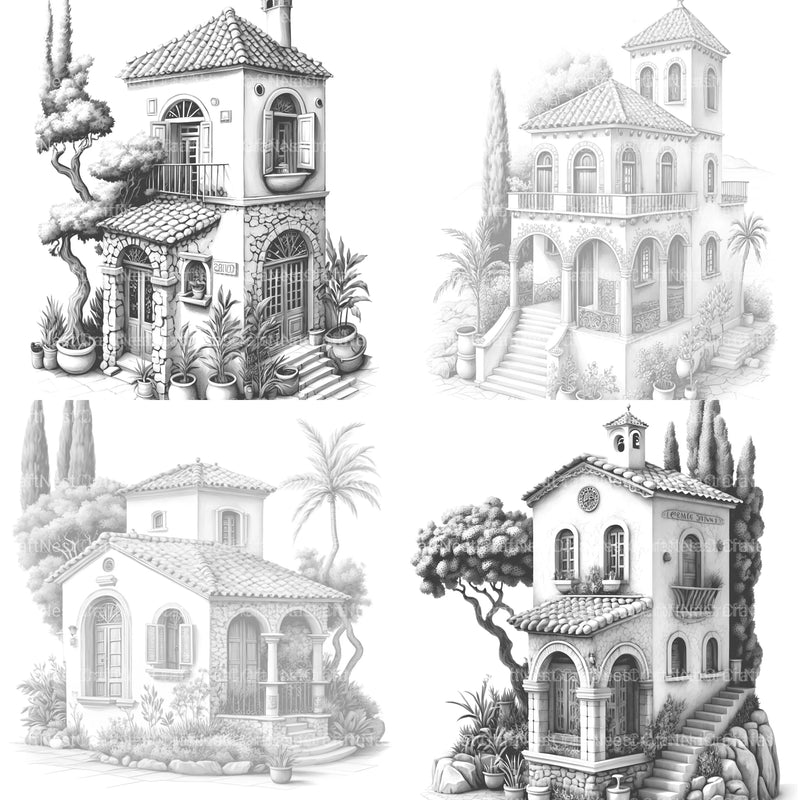 Mediterranean Tiny House Coloring Book - CraftNest - Digital Crafting and Art