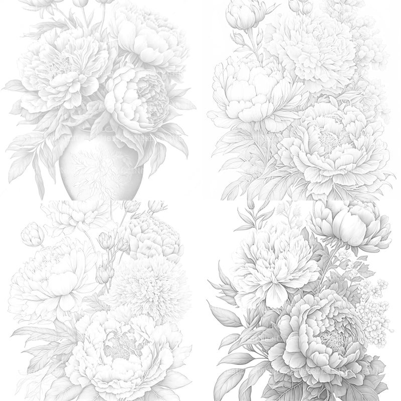 Peony Flower Coloring Book - CraftNest - Digital Crafting and Art