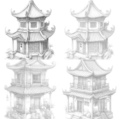 Chinese Tiny House Coloring Book - CraftNest - Digital Crafting and Art