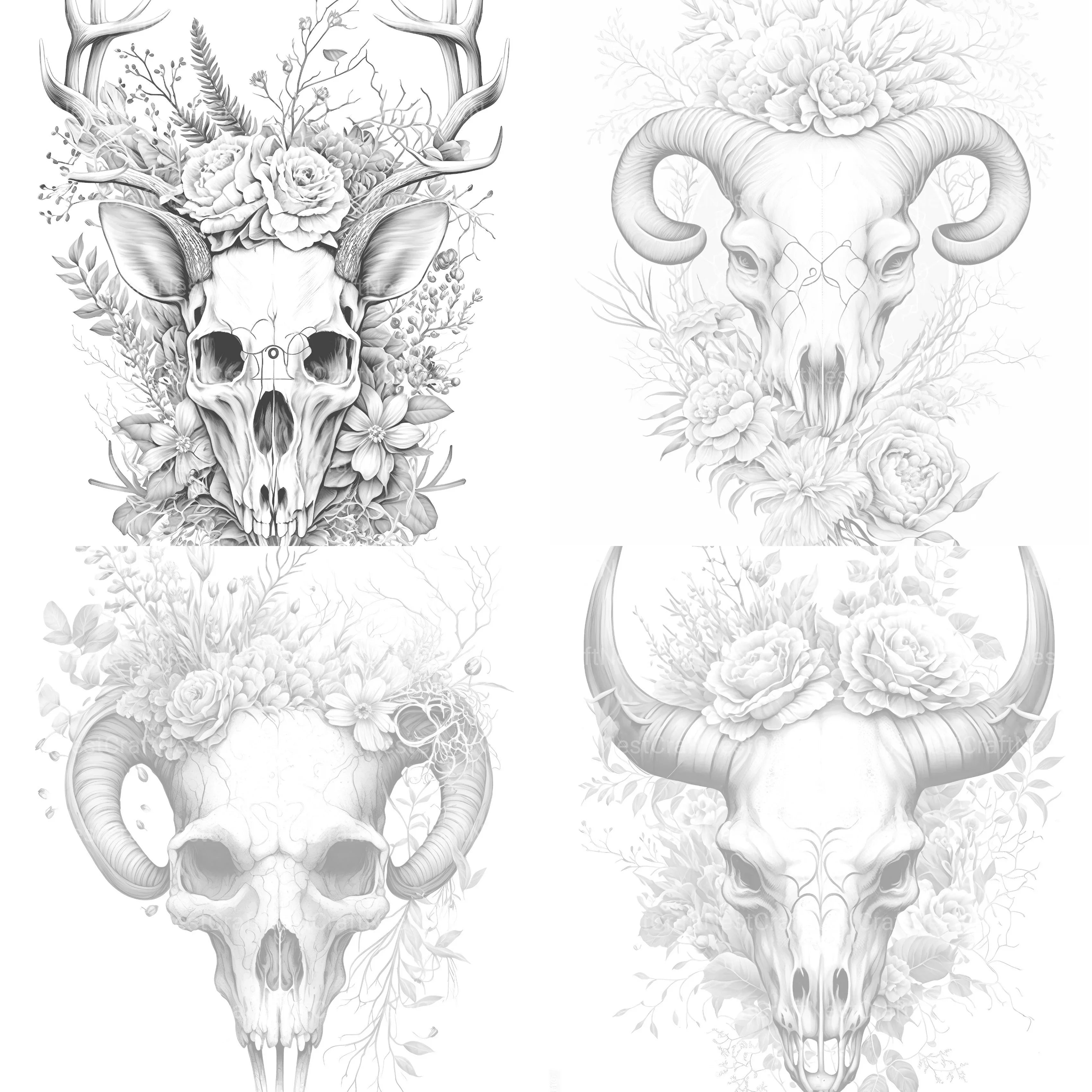 Floral Skull Coloring Book - CraftNest - Digital Crafting and Art