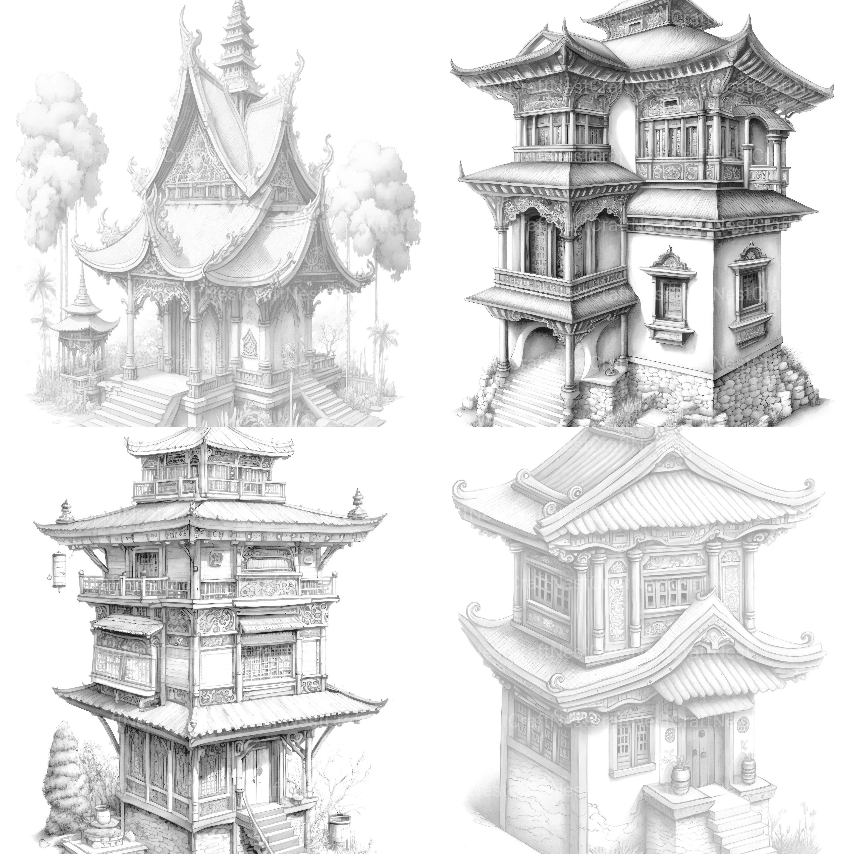 Tibetan Tiny House Coloring Book - CraftNest - Digital Crafting and Art