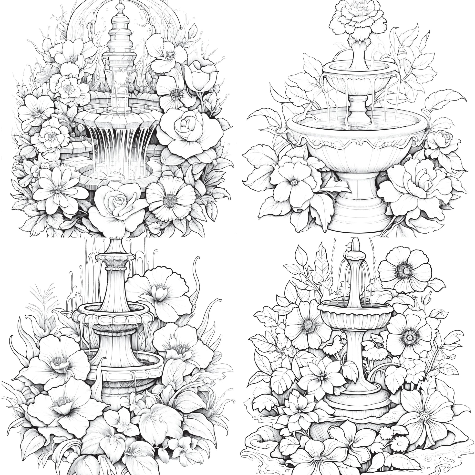 Blooming Fountain Coloring Book - CraftNest - Digital Crafting and Art