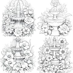 Blooming Fountain Coloring Book - CraftNest - Digital Crafting and Art