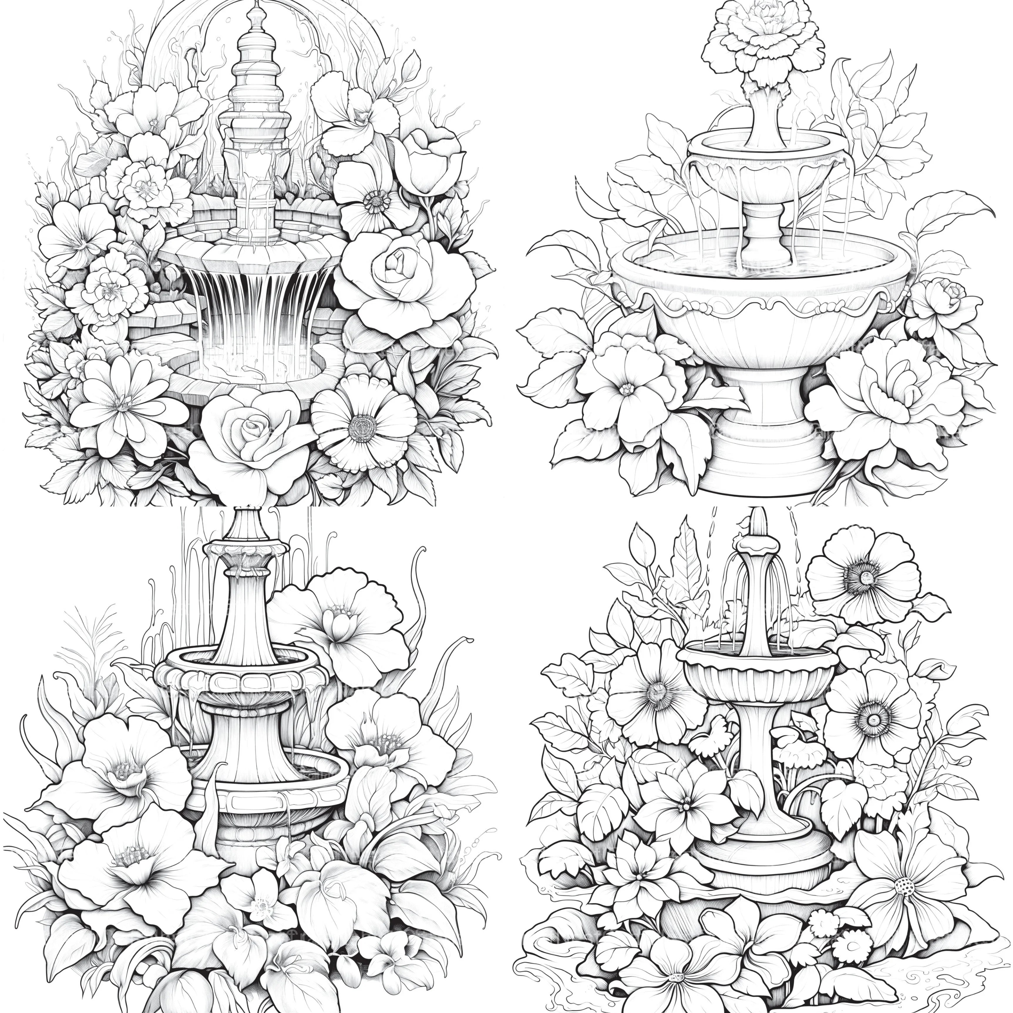 Blooming Fountain Coloring Book - CraftNest - Digital Crafting and Art