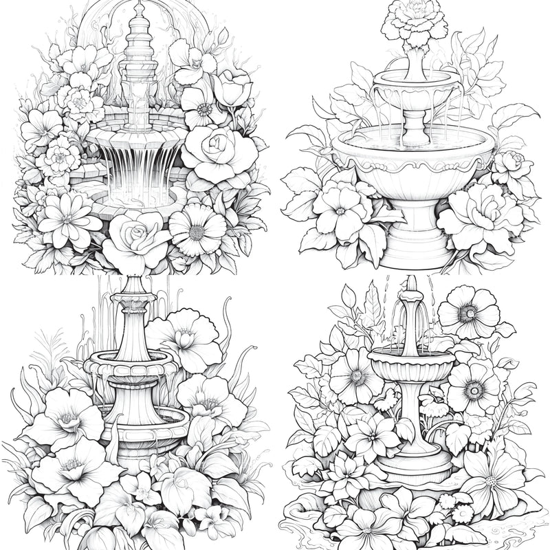 Blooming Fountain Coloring Book - CraftNest - Digital Crafting and Art