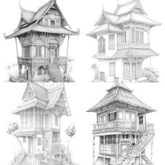 Indonesian Tiny House Coloring Book - CraftNest - Digital Crafting and Art