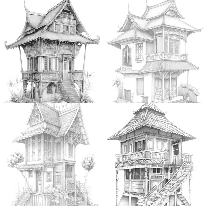 Indonesian Tiny House Coloring Book - CraftNest - Digital Crafting and Art