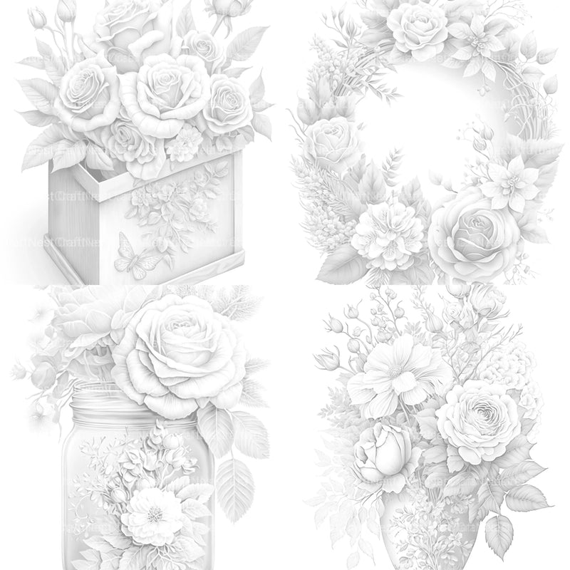 Rose Flower Coloring Book - CraftNest - Digital Crafting and Art
