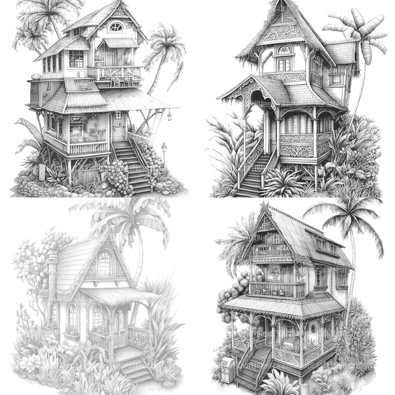 Hawaiian Tiny House Coloring Book - CraftNest - Digital Crafting and Art