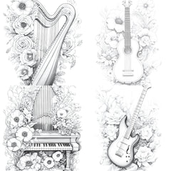 Flower Instrument Coloring Book - CraftNest - Digital Crafting and Art