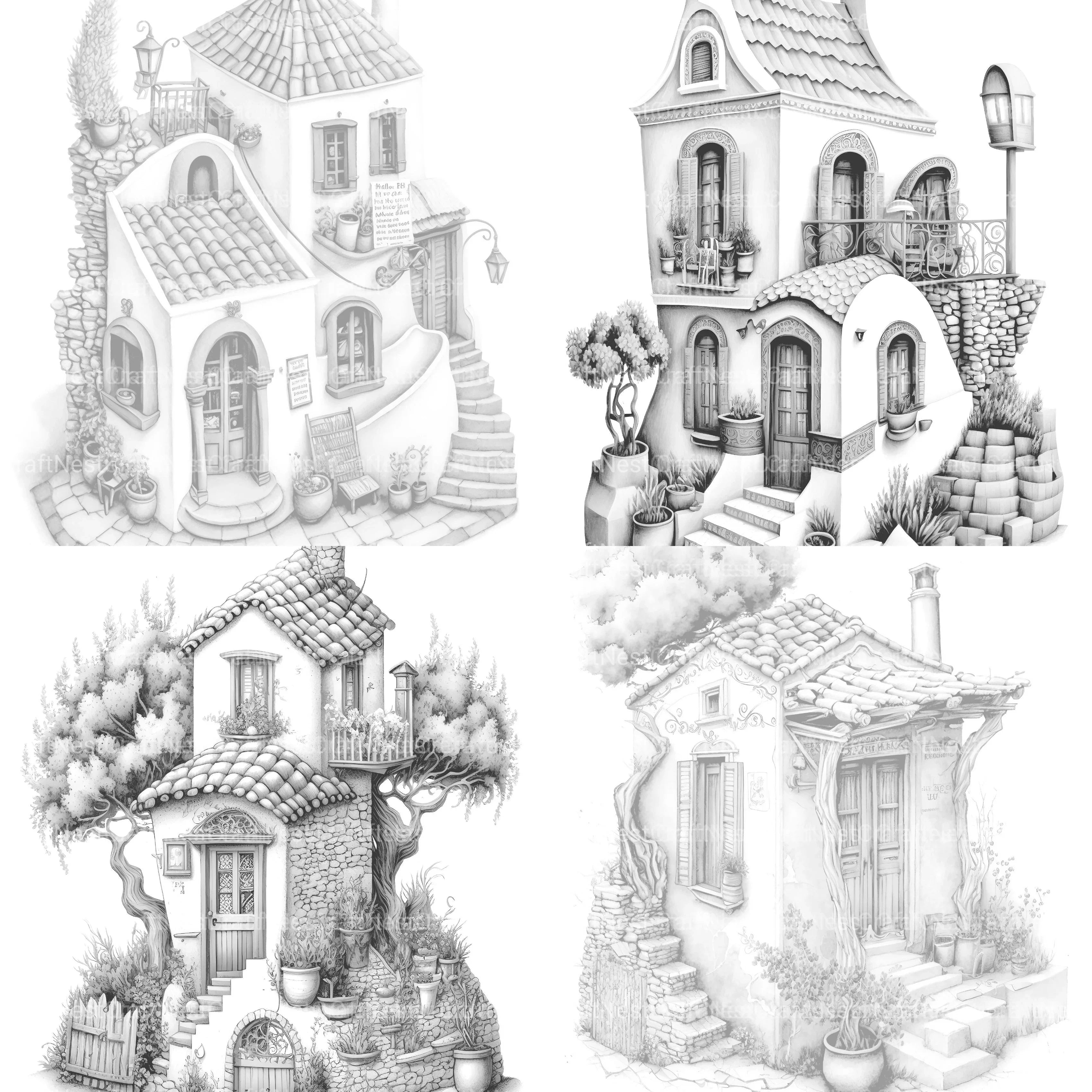 Greek Tiny House Coloring Book - CraftNest - Digital Crafting and Art