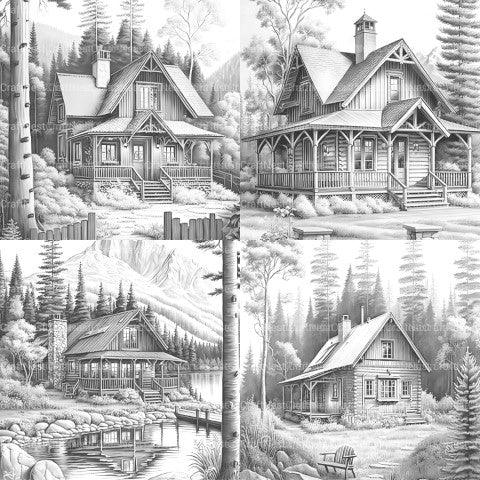 Cabins Coloring Book - CraftNest - Digital Crafting and Art