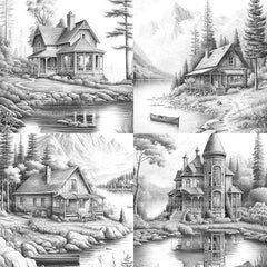Lake Houses Coloring Book - CraftNest - Digital Crafting and Art