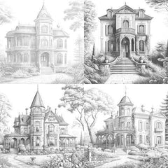 Luxury Villas Landscape Coloring Book - CraftNest - Digital Crafting and Art