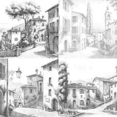 Italian Village Landscapes Coloring Book - CraftNest - Digital Crafting and Art