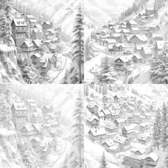 Winter Villages Coloring Book - CraftNest - Digital Crafting and Art