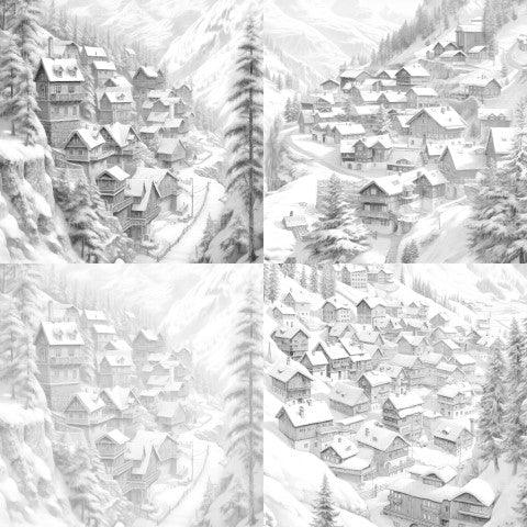 Winter Villages Coloring Book - CraftNest - Digital Crafting and Art