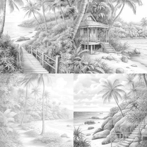 Tropical Beach Coloring Book - CraftNest - Digital Crafting and Art