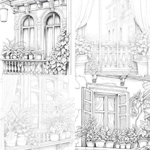 Mediterranean Windows Coloring Book - CraftNest - Digital Crafting and Art