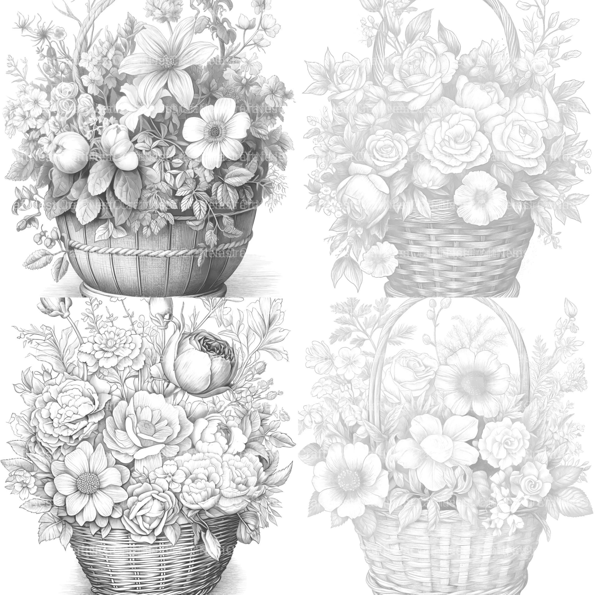Flower Basket Coloring Book - CraftNest - Digital Crafting and Art