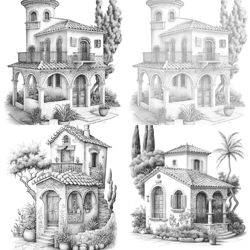 Mediterranean Tiny House Coloring Book - CraftNest - Digital Crafting and Art