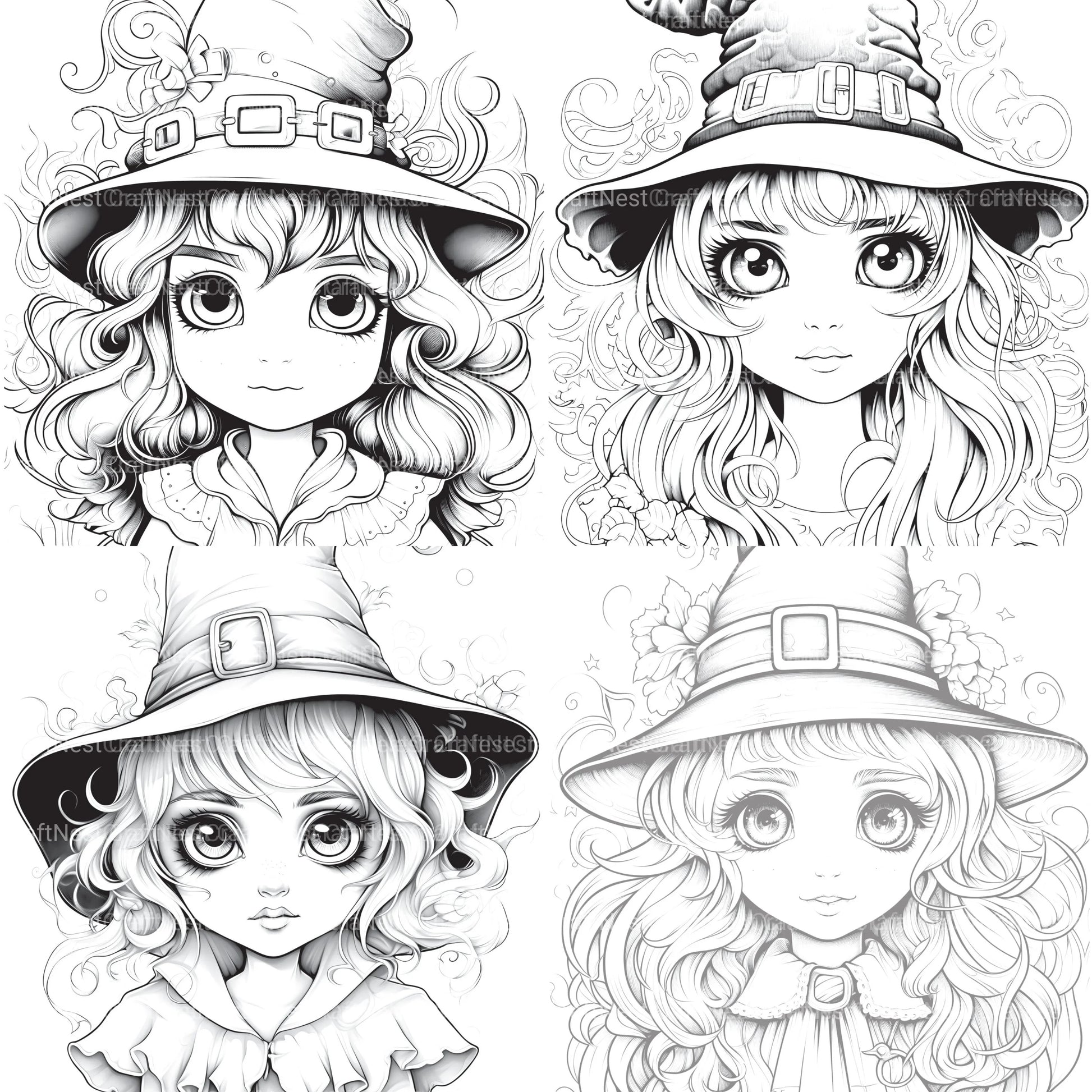 Cute Witch Coloring Book - CraftNest - Digital Crafting and Art