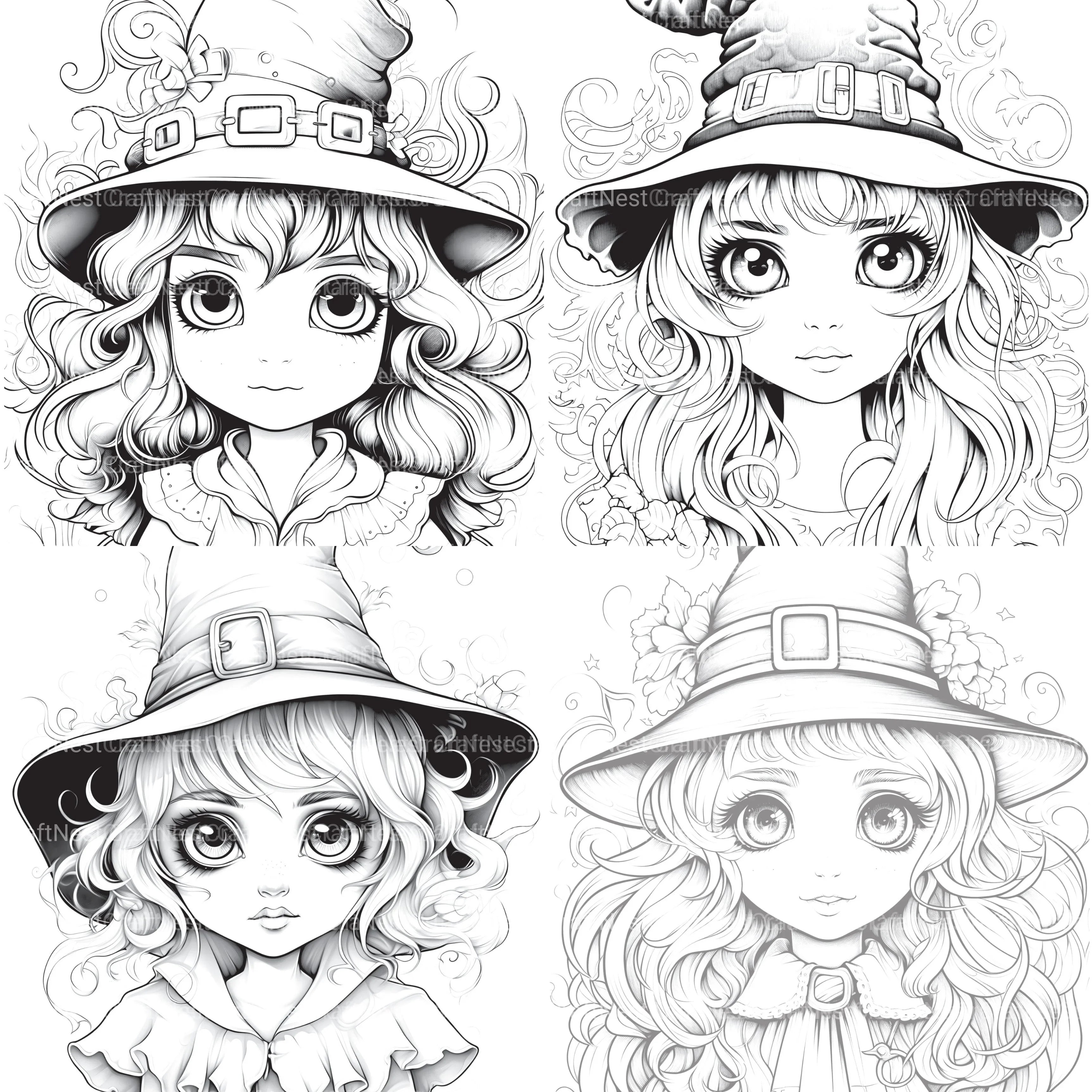 Cute Witch Coloring Book - CraftNest - Digital Crafting and Art