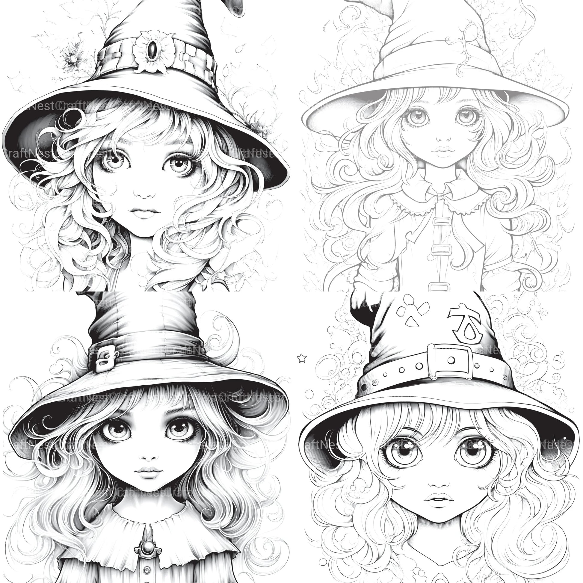 Cute Witch Coloring Book - CraftNest - Digital Crafting and Art