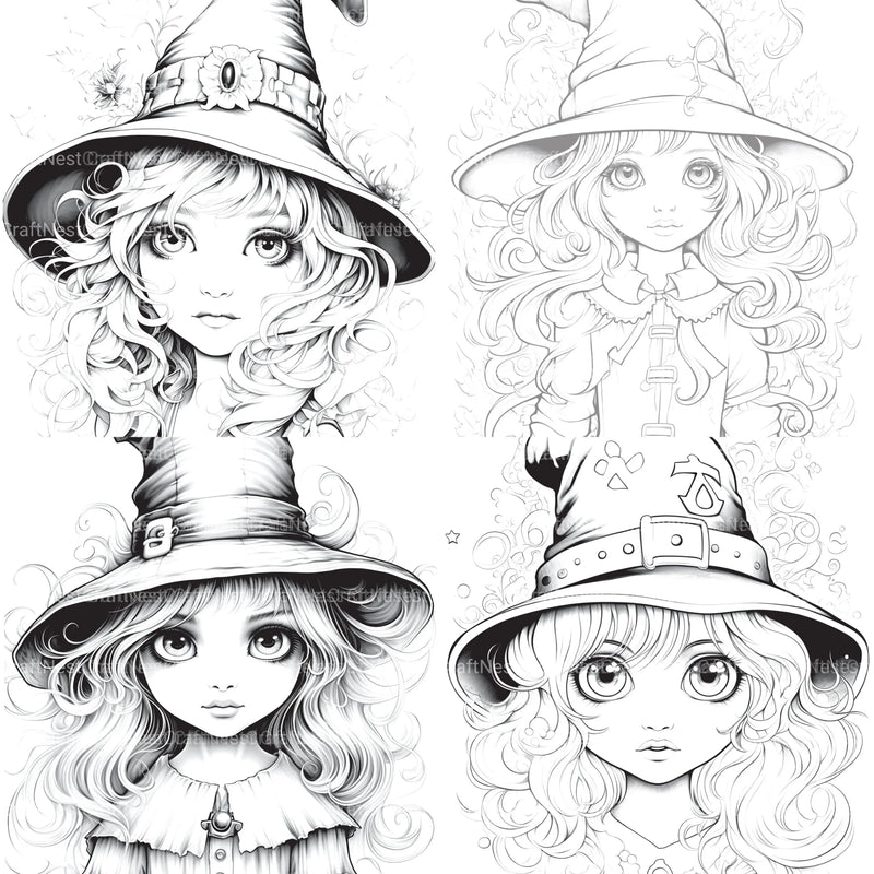 Cute Witch Coloring Book - CraftNest - Digital Crafting and Art