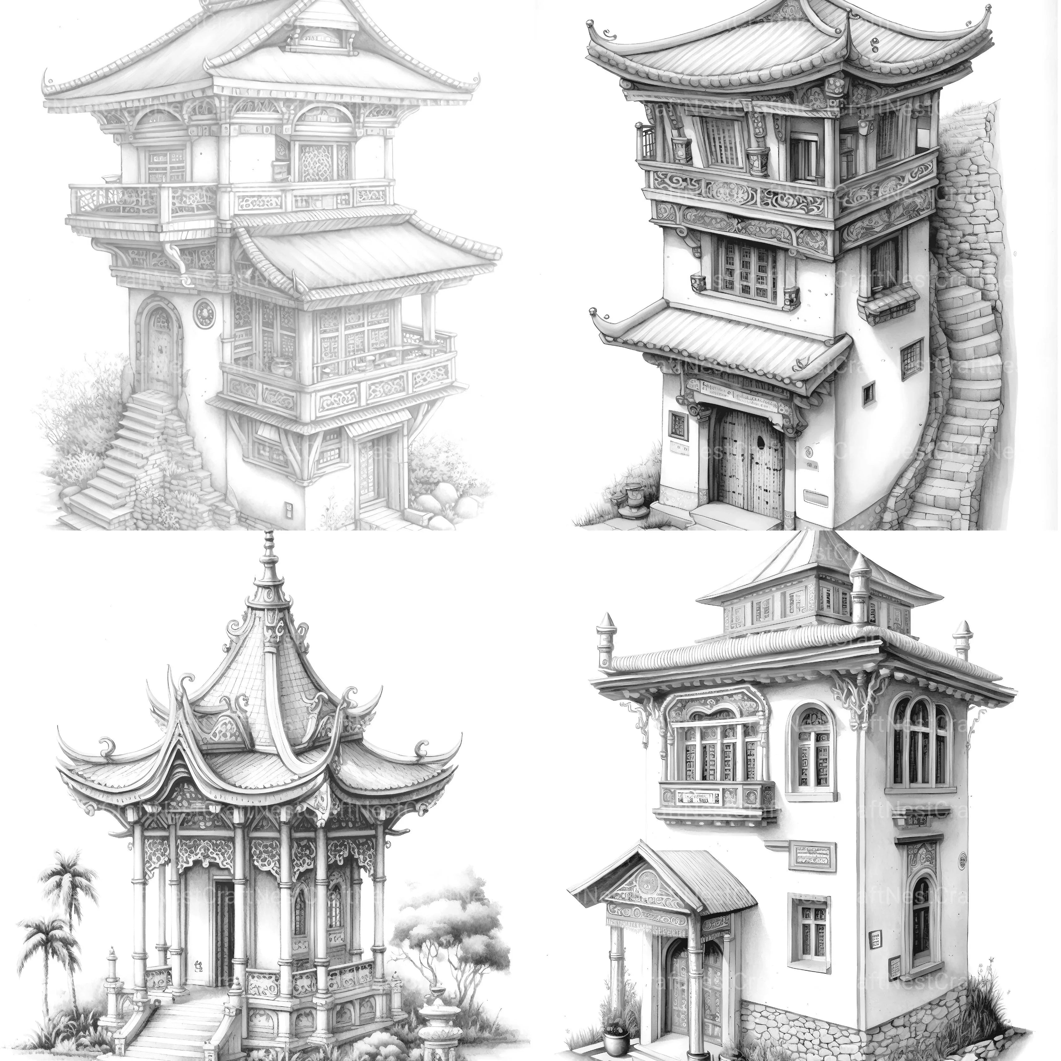 Tibetan Tiny House Coloring Book - CraftNest - Digital Crafting and Art