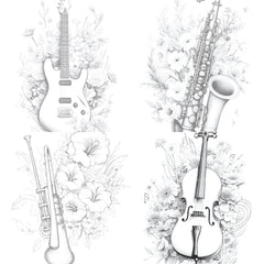 Flower Instrument Coloring Book - CraftNest - Digital Crafting and Art