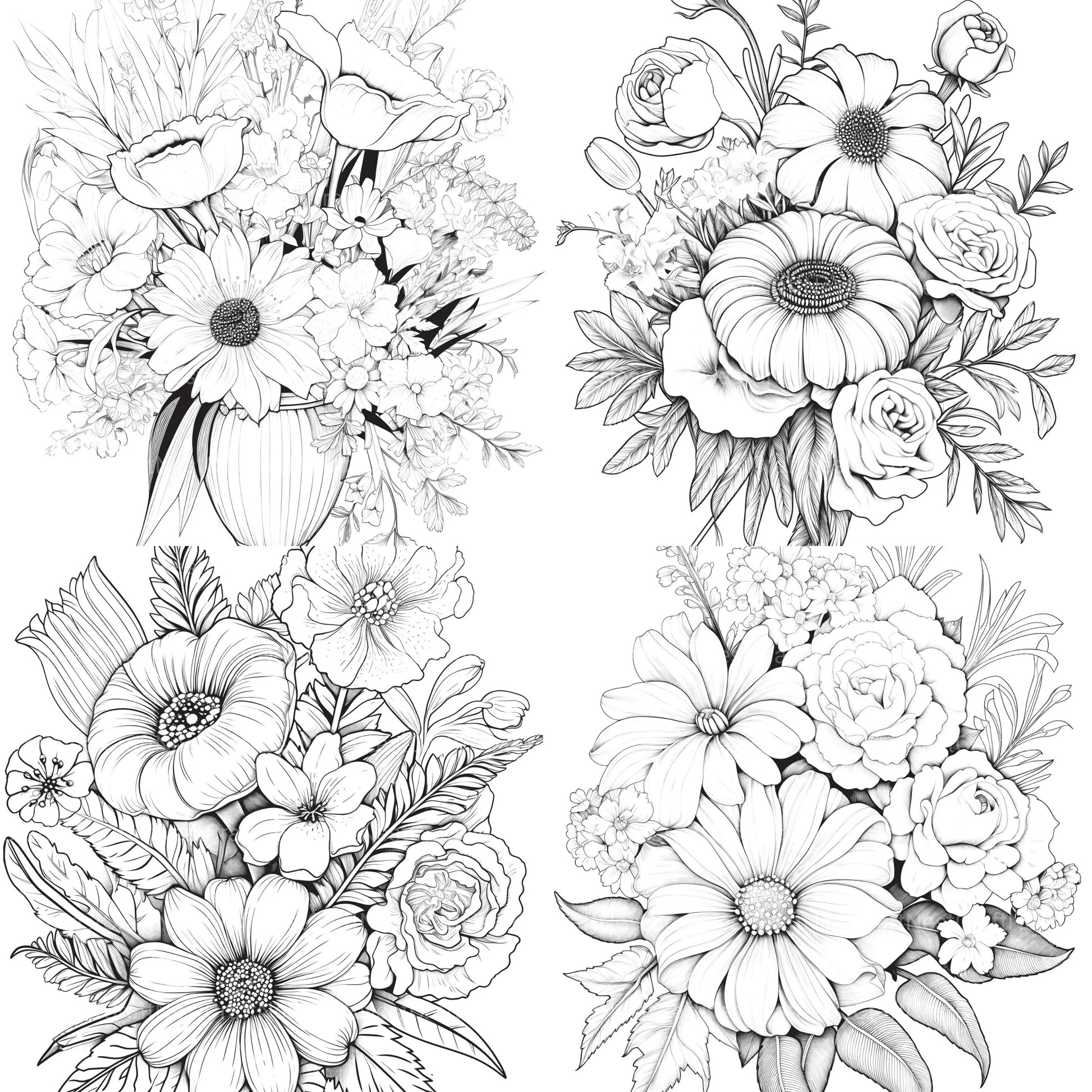Flower Coloring Book 2 - CraftNest - Digital Crafting and Art