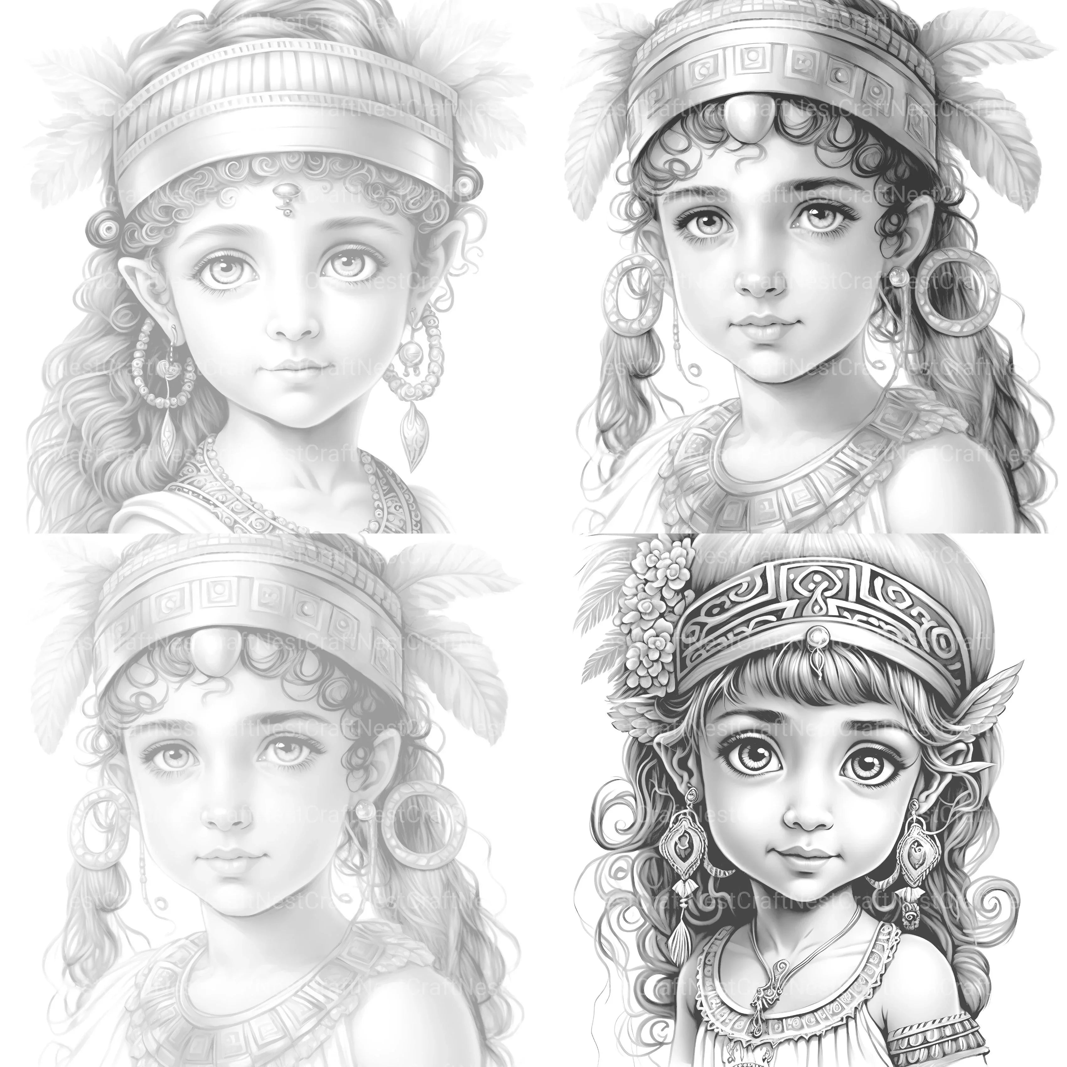 Cute Egyptian Girl Coloring Book - CraftNest - Digital Crafting and Art