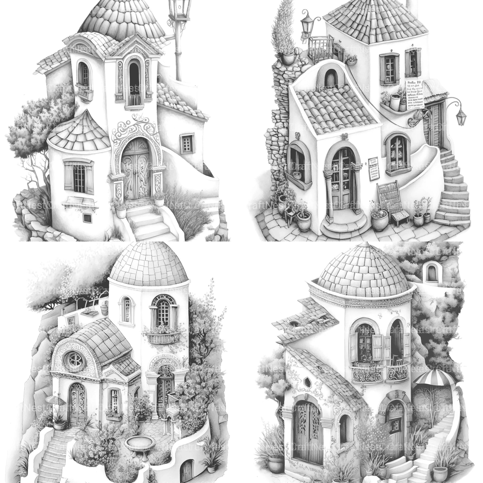 Greek Tiny House Coloring Book - CraftNest - Digital Crafting and Art