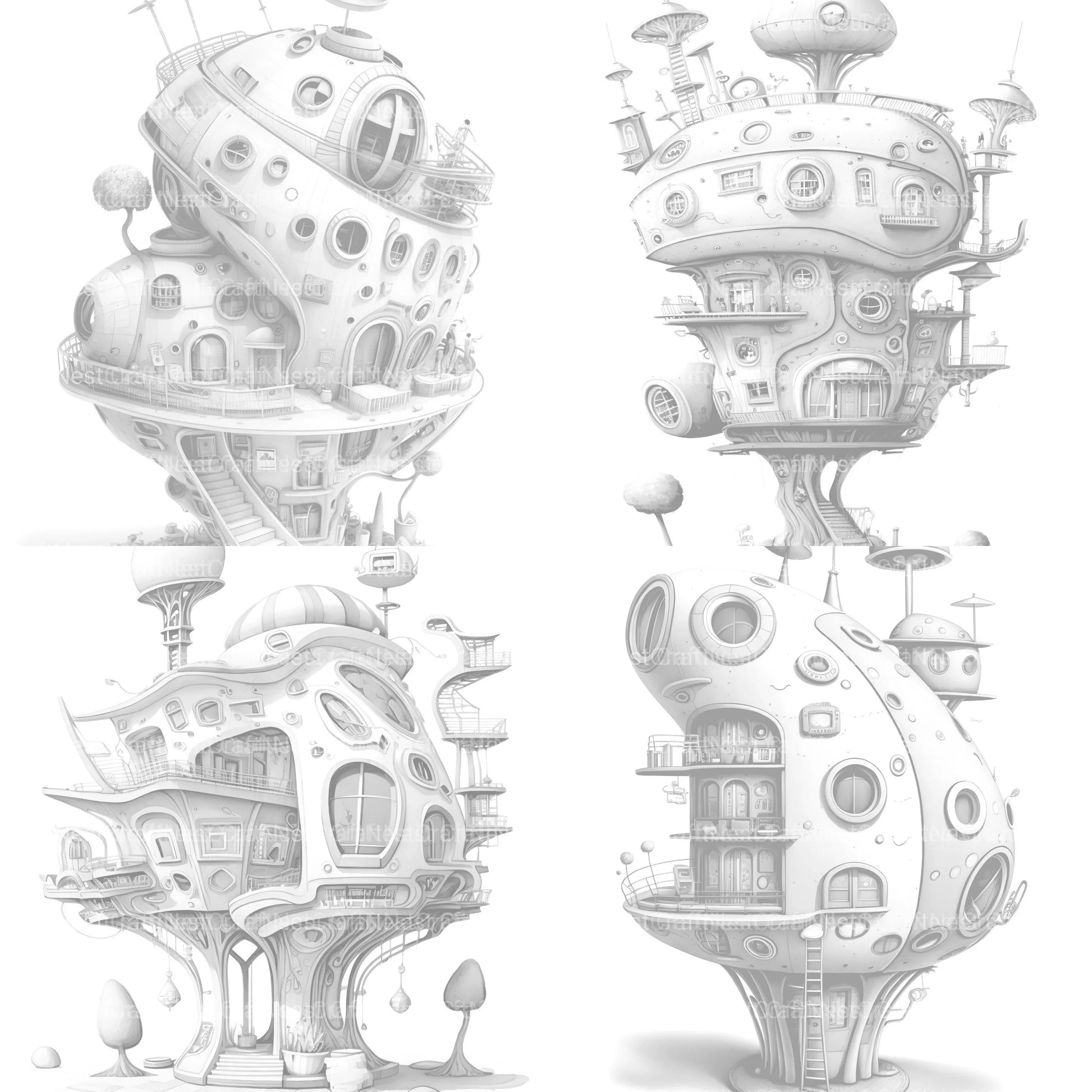 Futuristic Tiny House Coloring Book - CraftNest - Digital Crafting and Art