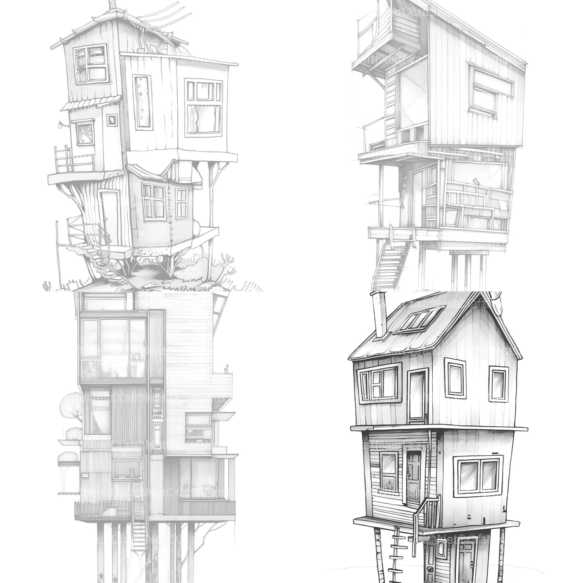 Contemporary Tiny House Coloring Book - CraftNest - Digital Crafting and Art