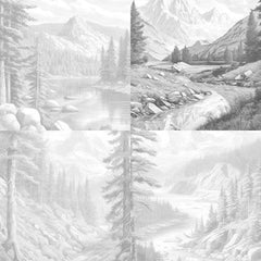 Mountain Landscapes Coloring Book - CraftNest - Digital Crafting and Art